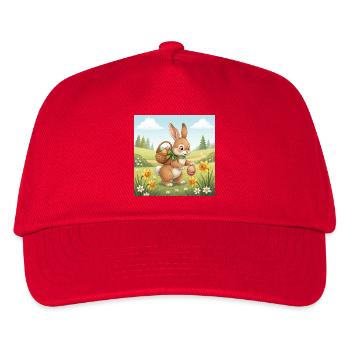 Osterhase mit Korb und Eiern - Kinder Basecap - Rot - Vorne