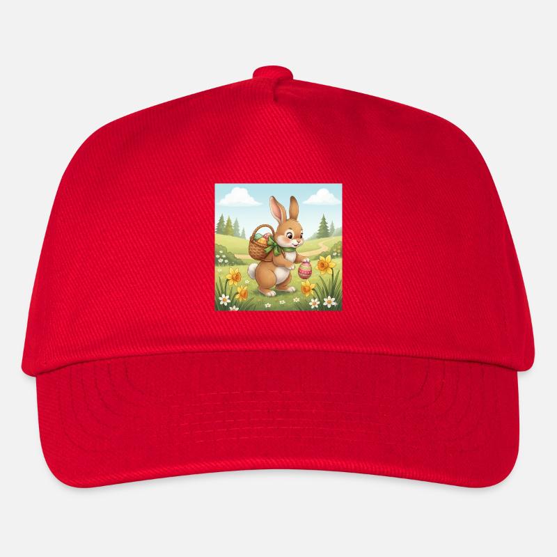 Osterhase mit Korb und Eiern - Kinder Basecap - Rot