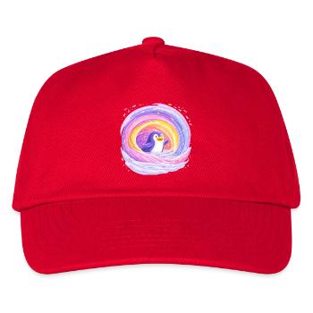 Regenbogen-Pinguin im Wirbel - Kinder Basecap - Rot - Vorne