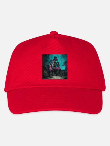 Lucky Cyberpirate Portrait - Kids’ Baseball Cap - red