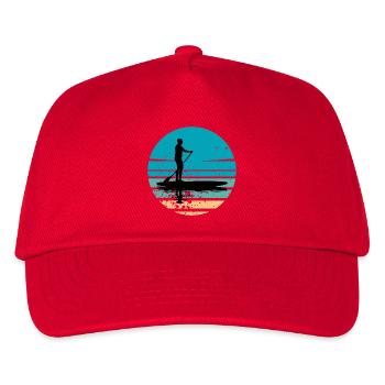 Paddle board with a marine atmosphere in retro style - Kids’ Baseball Cap - red - Front