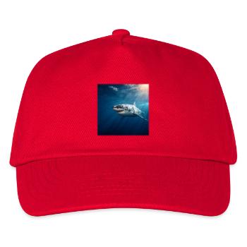 Weißer Hai im Sonnenlicht Ozean Design - Kinder Basecap - Rot - Vorne