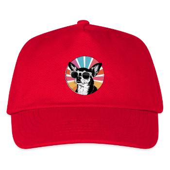 Chihuahua Retro-Radial mit Sonnenbrille - Kinder Basecap - Rot - Vorne