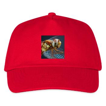 Extremes Libellen Makro Porträt Wildlife Grafik - Kinder Basecap - Rot - Vorne