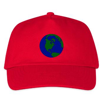 Minimaler Globus: Erde in Blau-Grün - Kinder Basecap - Rot - Vorne