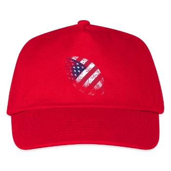 Patriotischer amerikanischer Flaggenfußball Rugbyball-Kunst - Kinder Basecap - Rot - Vorne