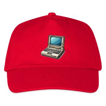  Laptop Retro-Computer Vintage Stil Illustration - Kinder Basecap - Rot - Vorne