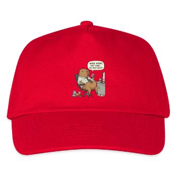 Capybara Biber am Arbeitsplatz: Faul statt Arbeit - Kinder Basecap - Rot - Vorne