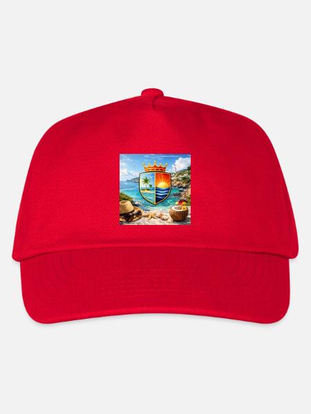 Coastal Coat of Arms Tropical Shield - Kids’ Baseball Cap - red