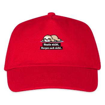 Faules Faultier: Heute Nicht - Kinder Basecap - Rot - Vorne
