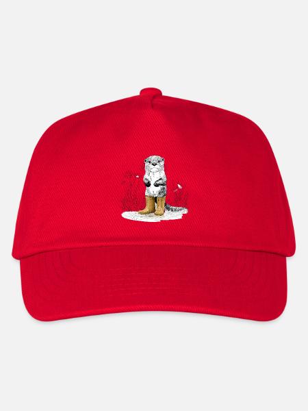 Süßer Otter mit gelben Gummistiefeln - Kinder Basecap - Rot