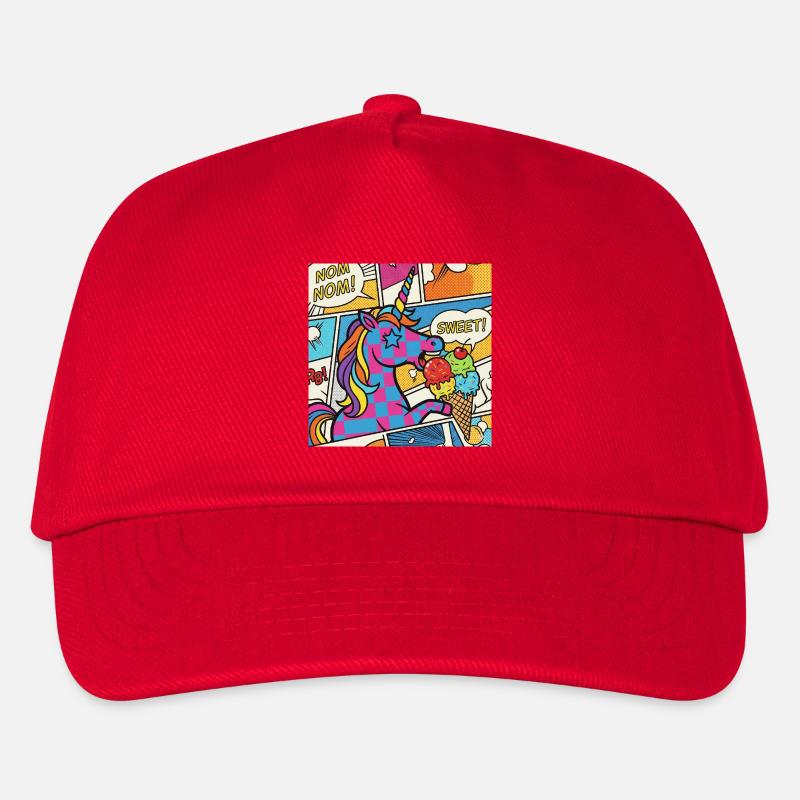Einhorn-Pop-Art-Delight-Regenbogen - Kinder Basecap - Rot