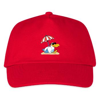 Sunny Beach Seagull with Umbrella - Kids’ Baseball Cap - red - Front
