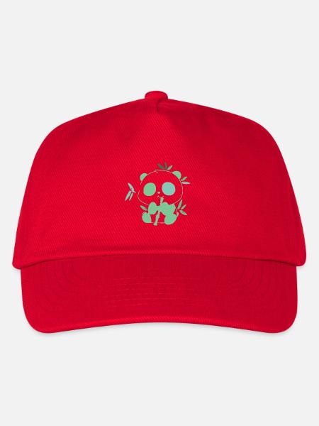 Panda mit Bambus – zarte Illustration - Kinder Basecap - Rot
