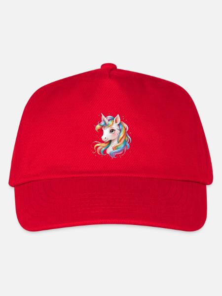 Regenbogen Einhorn - Cute Rainbow Unicorn - Kinder Basecap - Rot