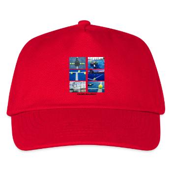 Neon tennis paddle on blue court - Kids’ Baseball Cap - red - Front