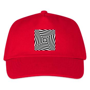 Schwarz-Weiße Quadrat-Haarfeder - Kinder Basecap - Rot - Vorne