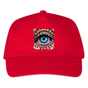 Farbiges Auge im Geflochtenen Netz - Kinder Basecap - Rot - Vorne