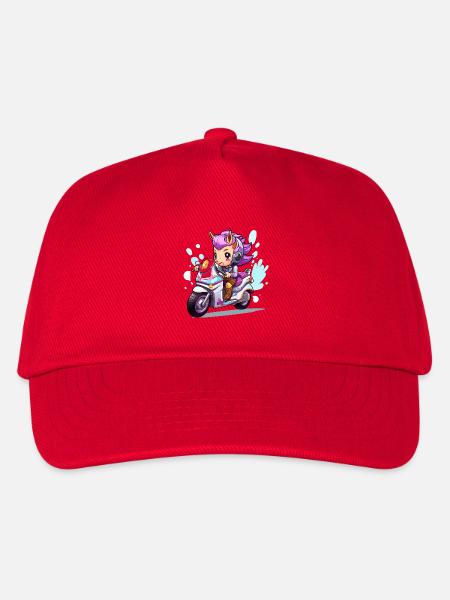 Chibi Motorcycle Heroine - Kids’ Baseball Cap - red