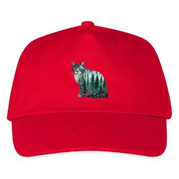A Forest Cat Painted in Watercolors Forest Cat - Kids’ Baseball Cap - red - Front