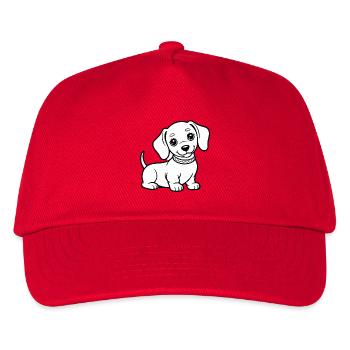 Kuschelhund Welpen Cartoon - Kinder Basecap - Rot - Vorne