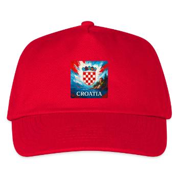 Kroatien Wappen Küste - Kinder Basecap - Rot - Vorne
