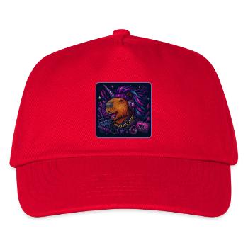 Capybara Einhorn Retro DJ - Kinder Basecap - Rot - Vorne