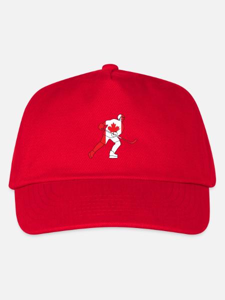 Eishockeyspieler mit der kanadischen Flagge - Kinder Basecap - Rot