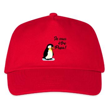 Announce Baby Daddy Penguin - Kids’ Baseball Cap - red - Front