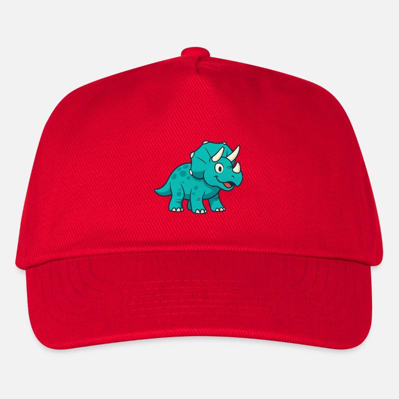 Fröhlicher Dino Triceratops - Kinder Basecap - Rot