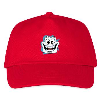 Happy Laughing cartoon face in white and happy eye - Kids’ Baseball Cap - red - Front