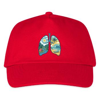  Lunge Natur Berge Wald Fluss Strand Meer Wellen - Kinder Basecap - Rot - Vorne