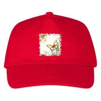 Aquarellschmetterling im Frühlingsgarten - Kinder Basecap - Rot - Vorne