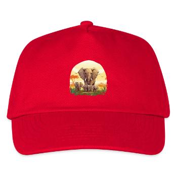 Herd of elephants in sunset - Kids’ Baseball Cap - red - Front