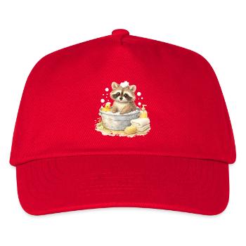 Niedlicher Waschbär beim Baden Illustration  - Kinder Basecap - Rot - Vorne
