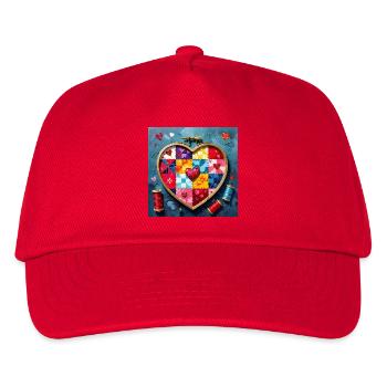 Patchwork Heart Quilt Art - Kids’ Baseball Cap - red - Front