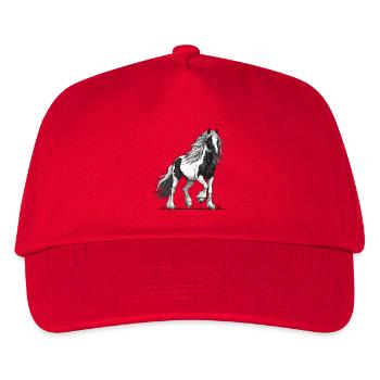 Schwarz-Weiß Rattenpferd Reiter-Winnower - Kinder Basecap - Rot - Vorne