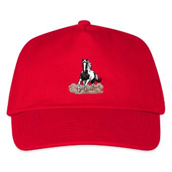 Horse Pie Gallop Gesicht Staub Reitsport - Kinder Basecap - Rot - Vorne