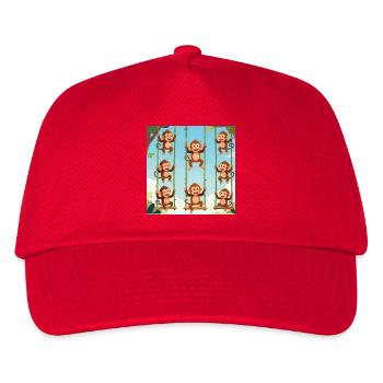 Schaukelnde Affen im Dschungel - Kinder Basecap - Rot - Vorne