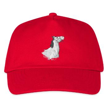 The head of a grey horse pulling on its lunge - Kids’ Baseball Cap - red - Front