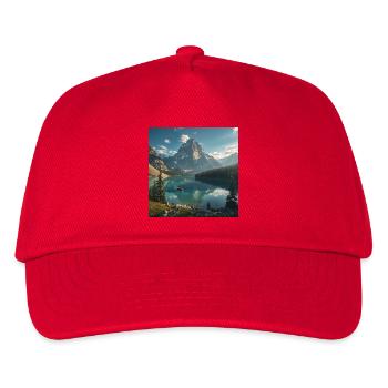 Majestic mountain lake in the forest - Kids’ Baseball Cap - red - Front
