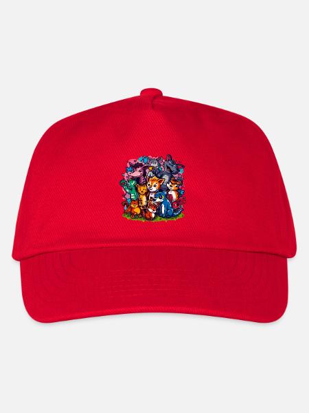 Cartoonfarben der Tiergruppe - Kinder Basecap - Rot