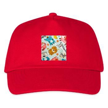 Verspielte Weltraumtier-Collage - Kinder Basecap - Rot - Vorne