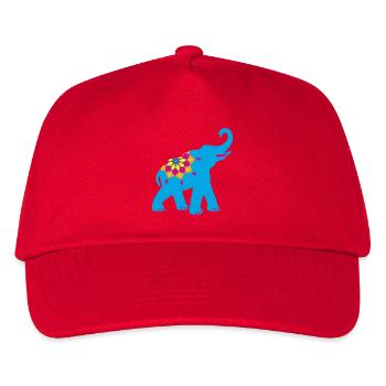 Elephant Blue Yoga Namaste Strength Decoration Indian Fan - Kids’ Baseball Cap - red - Front
