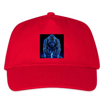 Neon-Kaiser-Gorilla mit Leopardenmuster - Kinder Basecap - Rot - Vorne
