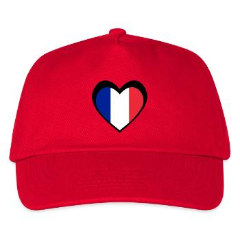 Heart French Flag Black - Kids’ Baseball Cap - red - Front