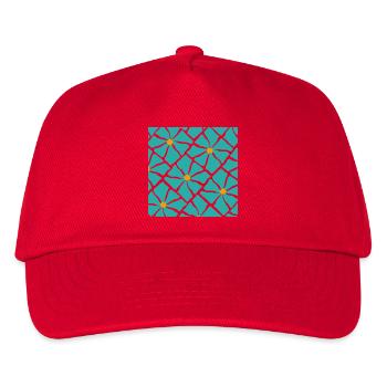 Türkis Blüten Mosaik Muster - Kinder Basecap - Rot - Vorne