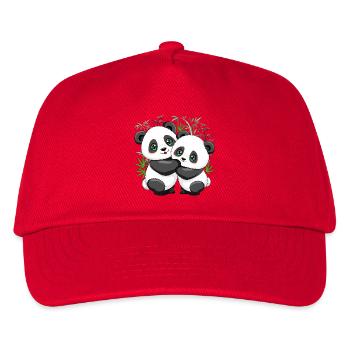 Panda-Paar auf Bambus, niedlicher Kawaii-Stil - Kinder Basecap - Rot - Vorne