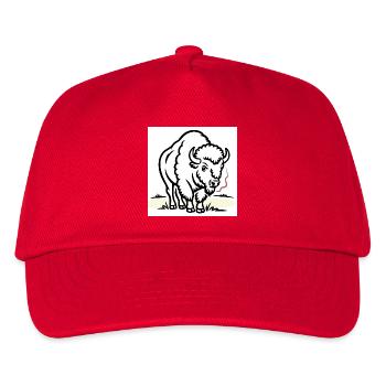 Bison with a smoke in the field - Kids’ Baseball Cap - red - Front