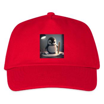 Pinguin Künstler am Tisch - Kinder Basecap - Rot - Vorne
